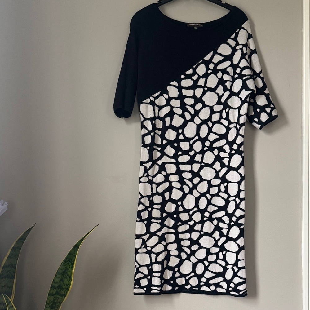 Adrienne Vittadini Monochrome Asymmetrical Dress